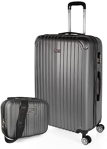 ITACA - Maletas Grandes De Viaje Rígidas Ligeras con 4 Doble Rueda 360° Maleta Grande 23 Kilos Alta Resistencia Extensible Maleta XL Duradera, Antracita