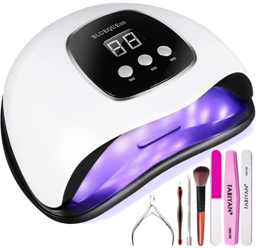 BIGBEAR 48W LED Nail Lamp for Gel Nail Polish, Quick Nail Dryer with Auto Sensor, Timer Adjustment, Small and Portable UV LED Nail Lamp for Hands and Toenails