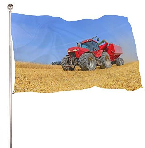 Dekoratives Gartenflagge, Hof-Banner, Traktor mit Tanktransportierendem Korndruck, für alle Jahreszeiten, Urlaub, Willkommensflagge, Rasendekoration, 60 x 90 cm