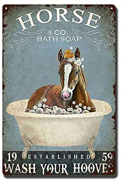 YLUYINOM Tin Metal Signs Horse Bath Soap Wash Your Hooves Poster, Horse Bath Soap Wall Art, Horse Bath Soap Art Print, Poster for Horse Lover, Horse Bathroom Decor 8X12 inch-Tin Painting