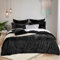 PHF Samt Bettwäsche 200x200, Luxus Flauschig Bettwäsche 200x200 cm mit 2er Kissenbezüge 80x80 cm, Kuschel Velvet Bettbezüge, Schwarz