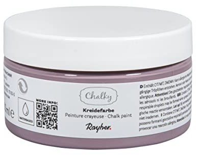 Rayher Chalky, Kreidefarbe auf Wasserbasis, brombeere, Dose 100 ml, für Shabby-Chic, Vintage- und Landhaus-Stil-Looks, 35047304