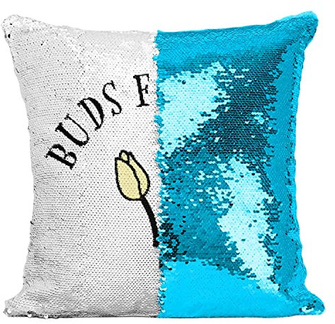 Fabulous Kissen mit Paillettenbezug Türkis Buds for Life Pflanzen Topf Gartenarbeit Blumen