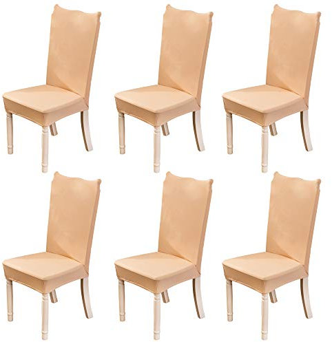 Okyuk Dining Chair Covers Set of 6, Stretch Dining Chair Protective Printed Slipcovers, Elastic Removable Washable Chair Protector Seat Covers for Dining Room Banquet Party Home Décor Yellow Color