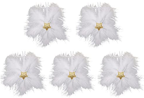 ISKAEN 5 Stück Weihnachtsbaum Anhänger Feder Deko, Christbaumschmuck Weiss Weiße Feder Anhänger Weihnachten Ornamente für Feiertage, Weihnachten, Neujahr, Party-Dekoration