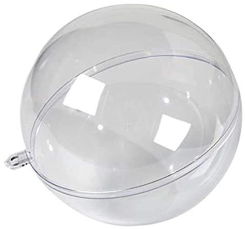 5 x transparente Weihnachtskugeln, Acryl, hohle Kugel, Dekoration, 6–9 cm, 4 Größen, leere Kunststoffkugeln zum Befüllen, transparente Kugel, befüllbar, Ornament für Bastelarbeiten, Hochzeiten, Partys