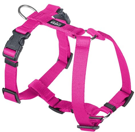Chaba Guard Hundegeschirr für kleine Hunde mit Kontrolle, Anti-Zug & Würgen, Einstellbar, Bequem und Leicht, Classic Step-in Brustgeschirr, Dog Harness, Größe S, Fuschia