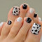 Yatinkim Short Square Press on Toenails Acrylic Toe Nails Glue Black White Cow Print Fake Toes Full Cover False Nail Summer Girls Manicure 24 PCS
