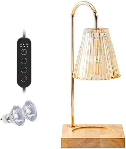 Kerzenwärmer Lampe Mit Timer, Dimmbares Kerzenlicht Passt Top-Down-Kerzenschmelze, Kompatibel Mit Kerzen Kleine Und Große Glaskerzen (2 Glühbirnen),Amber