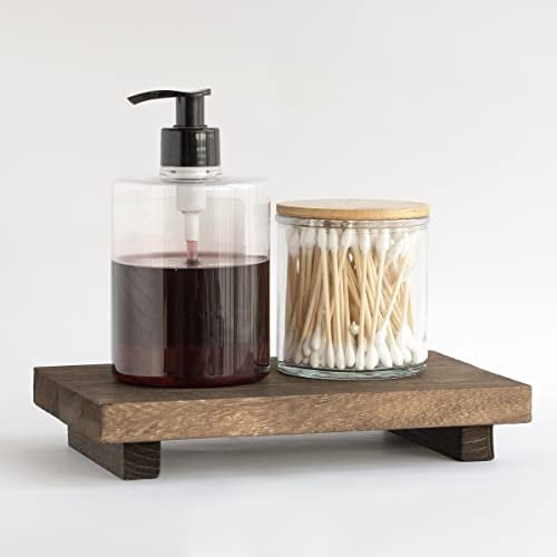Aoipend Bandeja de Madera para Fregadero con Pedestal Elevador de jabón, Bandeja de Madera para Cocina, baño, decoración de encimera, Soporte para Plantas, para Botellas, tocador, joyería, Vela