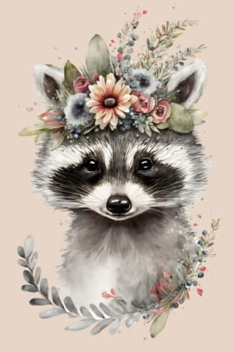 Raccoon Watercolor Journal: 200 lined pages