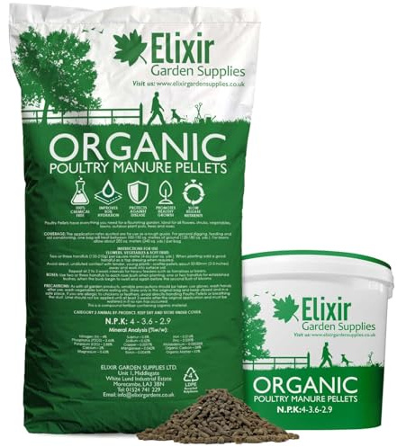 Elixir Gardens Poultry Chicken Pellets Manure Fertiliser 2kg Bag | For Gardens Easy To Use No Mess Organic Farmyard Fertiliser Pelleted For Slow Release Treats up to 50sqm
