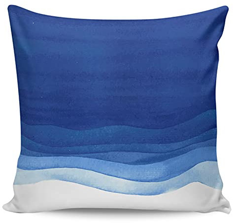 45 x 45 cm, Ombré-Deko-Kissenbezüge, Farbverlauf, Königsblau bis Weiß, Aquarell-Stil, ultraweicher Kissenbezug, bequem, quadratisch, für Sofa, Schlafzimmer