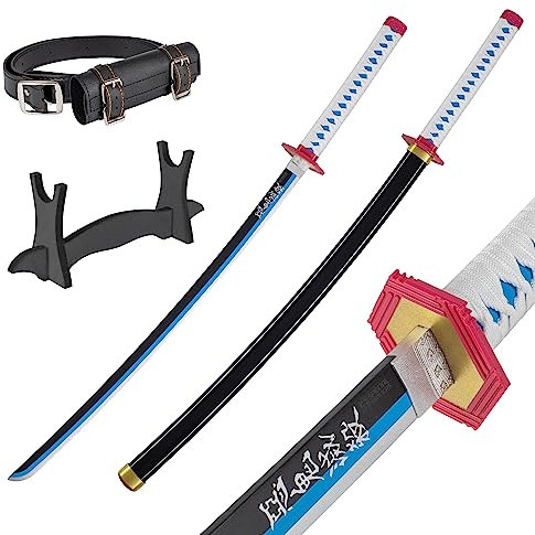 Bambus Anime Katana Cosplay Schwert, Katana Inspiriert Demon Slayer Schwert 105cm / 41 Zoll Hashira Pillars & Protagonist Katana, eine Vielzahl von Stilen zur Auswahl (Tomioka Giyuu's)