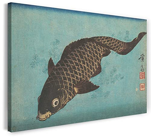 Printed Paintings Leinwandbild (30x20cm) Keisai Eisen: Koi, Leinwand auf Keilrahmen gespannt und fertig zum Aufhängen, hochwertiger Kunstdruck aus deutscher Produktion