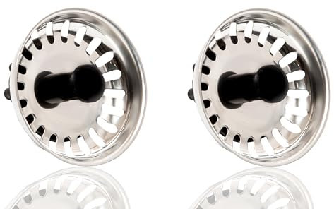 Tapon Fregadero Cocina con Filtro Anti desechos y Puntas de Goma | Colador desague para Fregadero con Junta de Goma Fabricado en Acero Inoxidable Apto para 79-82mm (2 Filtros, 80mm)
