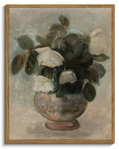 InSimSea Gerahmte Leinwanddrucke, Vintage-Dekor, botanische Wandkunst für Wohnzimmer, Rosenbilder, Heimdekoration, Wanddekorationen für Wohnzimmer, Badezimmer, 27,9 x 35,6 cm