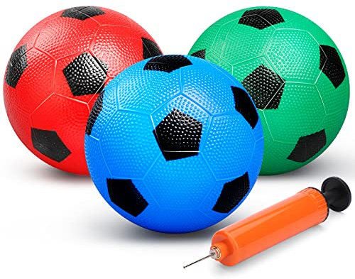 Mechaniker Mini-Fußballspielzeug für Kleinkinder, 15 cm Gummi-Spielplatzbälle, 3er-Pack hüpfender Kickball-Handball, Indoor-Training, Sportgeschenk für Jungen, Pool, Hinterhof, Sand (mit Luftpumpe)