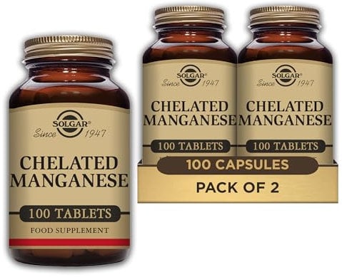 Solgar Chelated Manganese Tablets - Pack of 200 - For Strong Bones and Healthy Metabolism - Easy to Absorb - Vegan, Gluten Free and Kosher