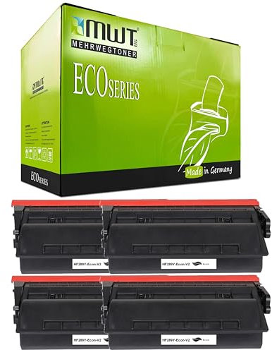 Mehrwegtoner 4X HP 89Y(CF289Y) mit Chip kompatibel für - HP Laserjet Pro MFP M428dw Laserjet Pro MFP M428fdn Laserjet Pro M428fdw Laserjet Pro M404dn Laserjet Pro M404dw Drucker (4er Pack Schwarz)