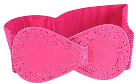 Blausky 1 Stück Taillengürtel,Elastischer Damen Hüftgürtel,Bogenknoten Stretchgürtel,Breite Gürtel,Dehnbarer Bund,Kleid Zubehör für Hochzeit,Abschlussball Party Gürtel Festival,80 x 5.8 cm,Rosa