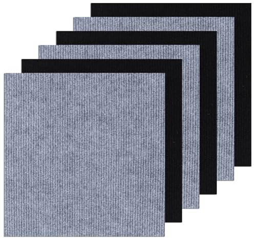 ZOFUN 30 Pcs Carpet Tiles Black and Grey, 30 x 30 cm Self Adhesive Carpet Tiles Anti-Slip, Easy Peel and Stick Carpet Tiles, Hard Wearing Flooring Carpet Tiles for Bedroom Living Room Office