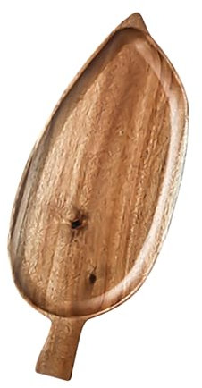 Plato de madera multiusos con forma de hoja, plato grande para aperitivos, elegante recipiente de presentación de sushi, vajilla elegante