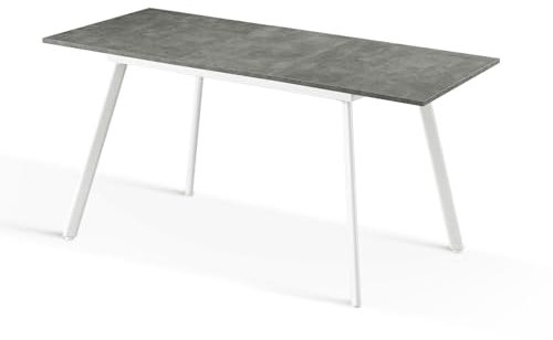 B&D home Esstisch Oskar, ausziehbar 120-160x80 cm 4-6 Personen Küchentisch Holztisch mit Metallgestell für Esszimmer, Küche, skandinavisch modern Design, Beton Optik, 11201-FW-BETO