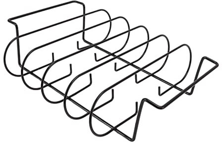 Enforose Rippchenständer zum Räuchern, Antihaft-Eisen BBQ Rib Rack, Outdoor-Grillzubehör für bis zu 4 Rippen Spülmaschinengeeignet, Geeignet für Gasgrills und Holzkohlegrills