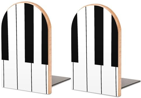 Ein Paar Buchstützen für Regale, Musik-Klaviertasten, Buchstützen für Büro und Schule