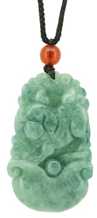Jade Pig Pendant, Real Chinese Zodiac Jade Lucky Charm, Constellation Necklace Jewelry, Fengshui Handmade Gift for Women & Men, Great for Lunar New Year (Year of Pig)