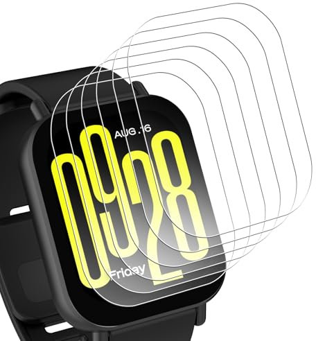 Bigqin 6 Pezzi Pellicola Protettiva Compatibile con Xiaomi Redmi Watch 5 Active, Pellicola Protettiva in Vetro Temperato HD 9H Ultra-Sottile Antigraffio, Trasparente