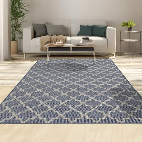 homeart Area Rugs – Durable, Stain-Resistant, Vibrant Geometric Design Carpets – Easy-Clean Rugs for Living Room, Kitchen, Entryway, or Bedroom – Classic - D.Blue Cream - 120x170 cm
