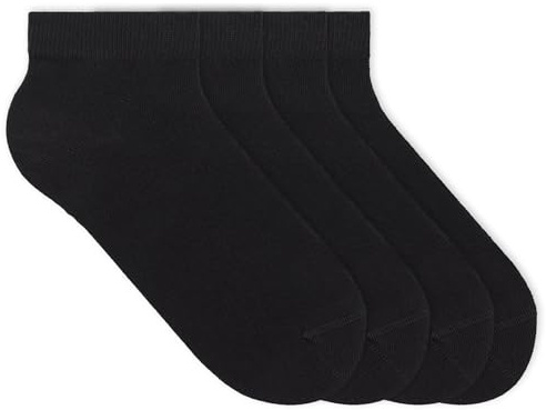 von Jungfeld 4er Set Sneaker Socken für Damen & Herren in Gr. 35-38 - Kurze Sneakersocken aus Bio-Baumwolle in Pitch Black