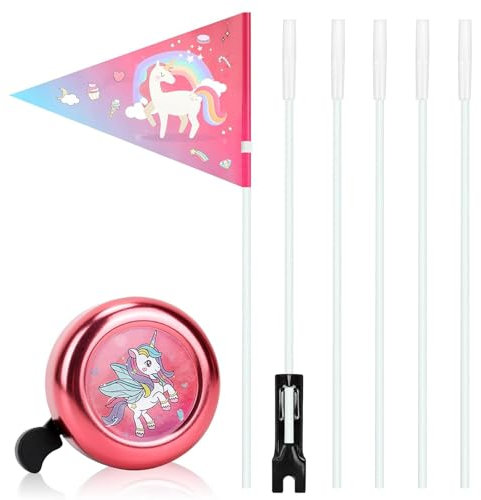 2 Stück Einhorn Fahrradklingel Kinder Sicherheitswimpel Kinderfahrrad Fahrradfahne Klingel Fahrrad Fahrradwimpel Reflektierend für Kinderfahrrad Zubehör Mädchen