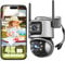 8MP 4K WiFi Telecamera Esterno,Doppia Lente WLAN PTZ Videocamera Sorveglianza,360°,IP66,Audio Bidirezionale,Rilevamento Umano,Visione Notturna a Colori,Tracciamento Movimento con Sirena,2.4Ghz,Alexa