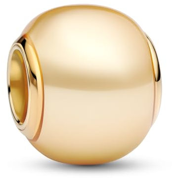 PANDORA Moments Gold-Charms aus 14K vergoldetem Sterling Silber mit Kunstperle, Kompatibel Moments Armbändern, 763781C01