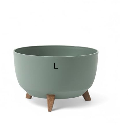 Pot de fleurs rond en plastique avec insert - Pot pour herbes aromatiques (vert, L - 40 cm)