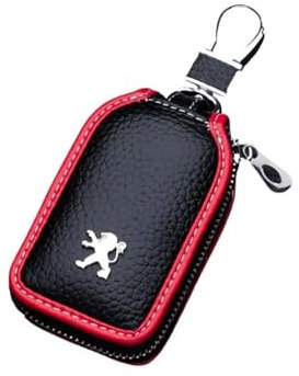 XVBFSC Pochette Porte-Clés pour Peugeot 205 GTI, Pochette Voiture Protection Clef Étui Clé Voiture Portable Étui de Protection Clef,Red