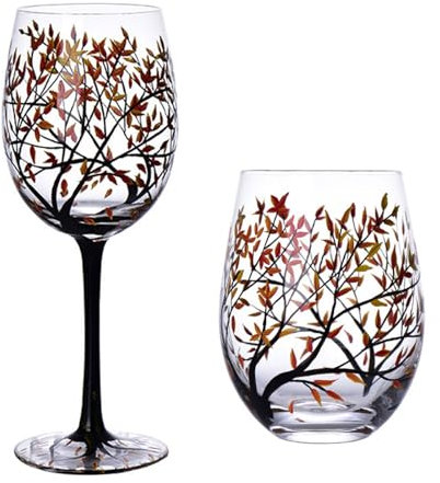 Verre en cristal peint à la main - Quatre verres à vin - Verres à cocktail