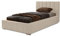 MARPUR Polsterbett Nero 80x200 cm, Bett mit Kopfteil, Doppelbett mit Bettkasten und Lattenrost aus Holz, Velourstoff: Beige