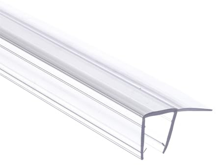 Wuyangcun F Shape Shower Door Seal Strip Transparent PVC Shower Screen Balcony Window Gap Seal Strip 70cm 27.56inch Water Barrier for 6-15mm Glass (8mm)