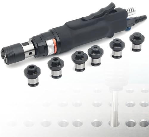 SHENGSHIYU Roscadora para Taladro Escape Aire 360° | Presión 6-8 Bares | Rosadora Profesional para Piezas Maquinaria Industrial Velocidad máxima‌ 400 RPM,6 Cabezales M3,M4,M5,M6-8,M10,M12