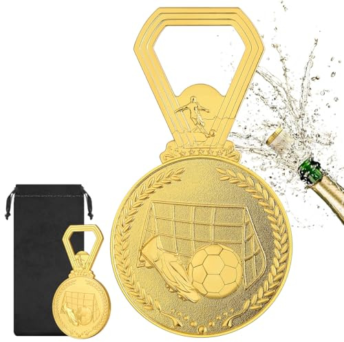 Fußball Medaille Flaschenöffner, tolles Männergeschenk für Geburtstag Weihnachts, Bier Geschenke, personalisierte Geschenke, hochwertiger Metallflaschenöffner, Geschenk für Fußballfans Bierliebhaber