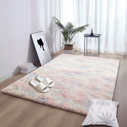 GOUSANG Schlafzimmer Teppich 230 x 350 cm Flauschige Shaggy Teppich Hochflor Große Pflegeleicht Und Robust für Schlafzimmer Kinderzimmer Lounge, Mehrfarbig
