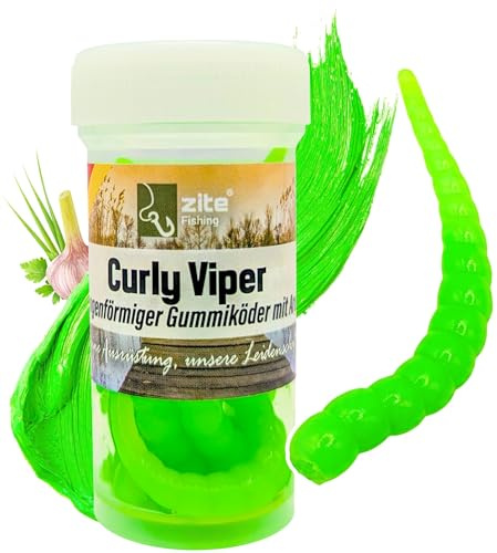 Zite Fishing Curly Viper Forellen Gummiköder 8 STK, 6,5cm | Schlangenartiger Forellenköder - UL Angelköder rotierend & Schlängelnd - Phthalatfrei & Handgefertigt