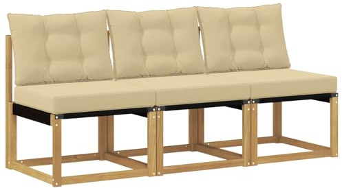 vidaXL 3 Stück Outdoor Mittelsofa, Akazienholz Balkonmöbel, modernes, Robustes Lounge-Set für vielseitige Garten-Nutzung, wetterfest und schick