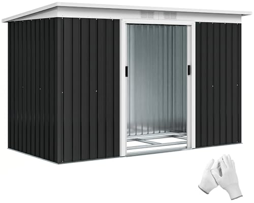 Outsunny Caseta de Jardín Exterior 3,2 m² 280x130x172 cm, Gris Oscuro