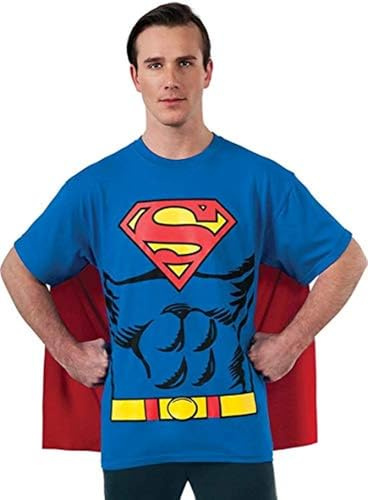 Rubie's Official DC Comics Superman T-Shirt Set Costume, T-shirt & Cape, Adult Superhero Fancy Dress