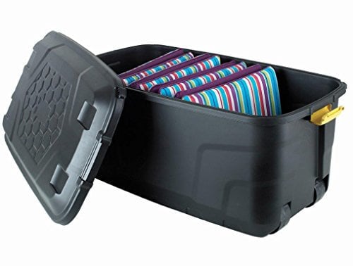 The Buffalo Box - Extra Long Wheeled 145 Litre Plastic Mobile Storage Trunk, Toy Box, Garden, Tool Box